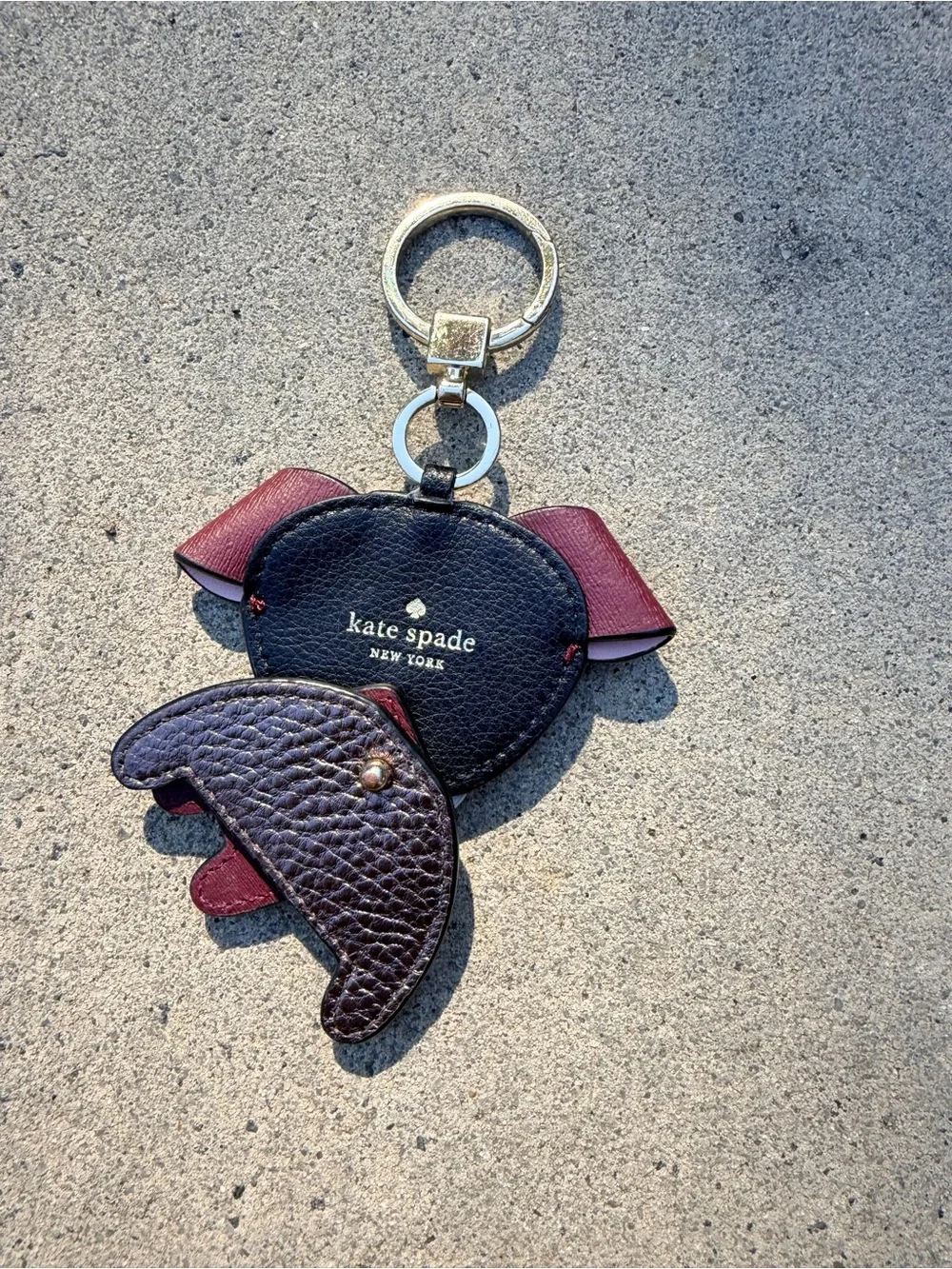 kate spade Floral Puppy Keychain Charm in Pink & Burgundy